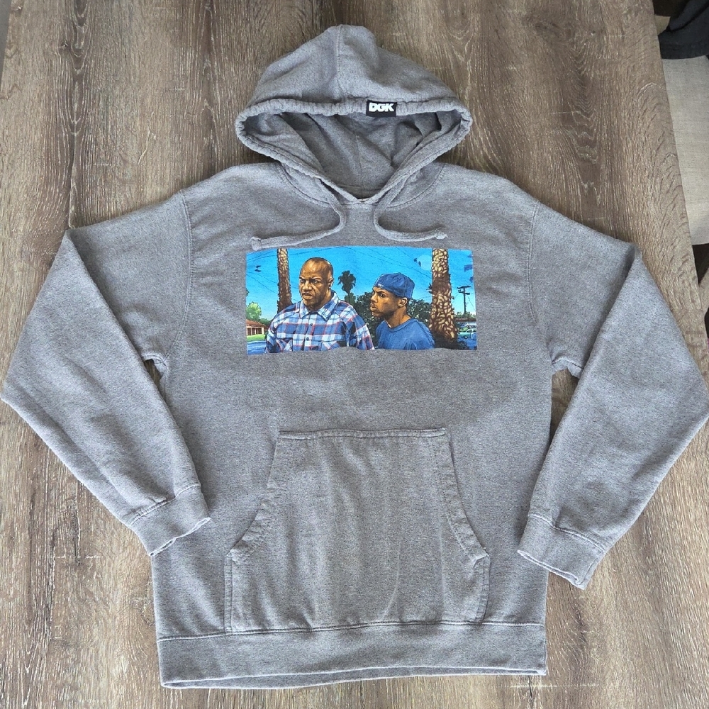 RARE! DGK X FRIDAY Movie Gray Graphic Sweatshirt Hoodie Medium Unisex